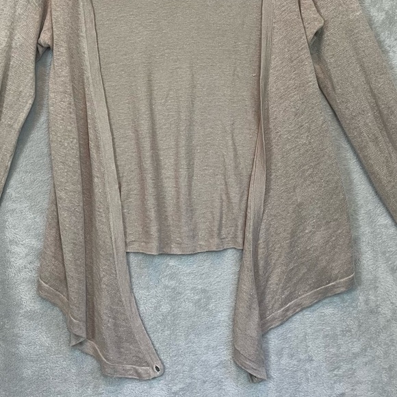 Garnet Hill 100% Linen Tan Wrap Cardigan Size Small Draped - Picture 6 of 16